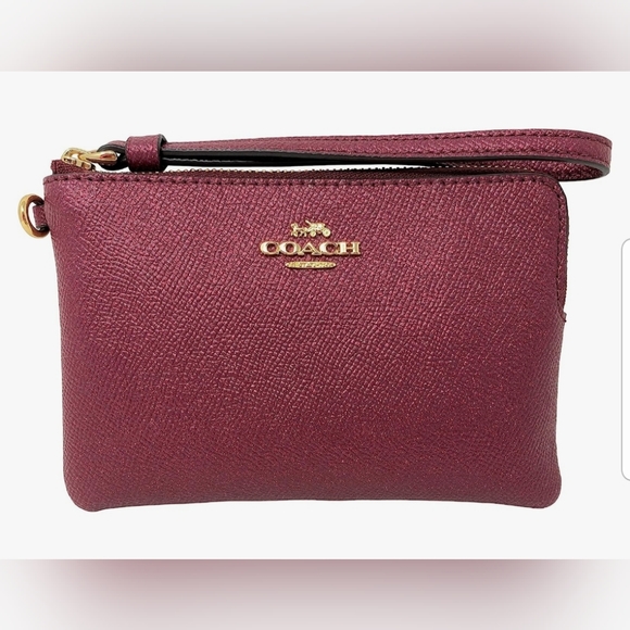 Coach NWOT, Mini Sage Carryall, Metallic Wine & Gold, & Sm. Corner Zip Wristlet - Picture 10 of 13